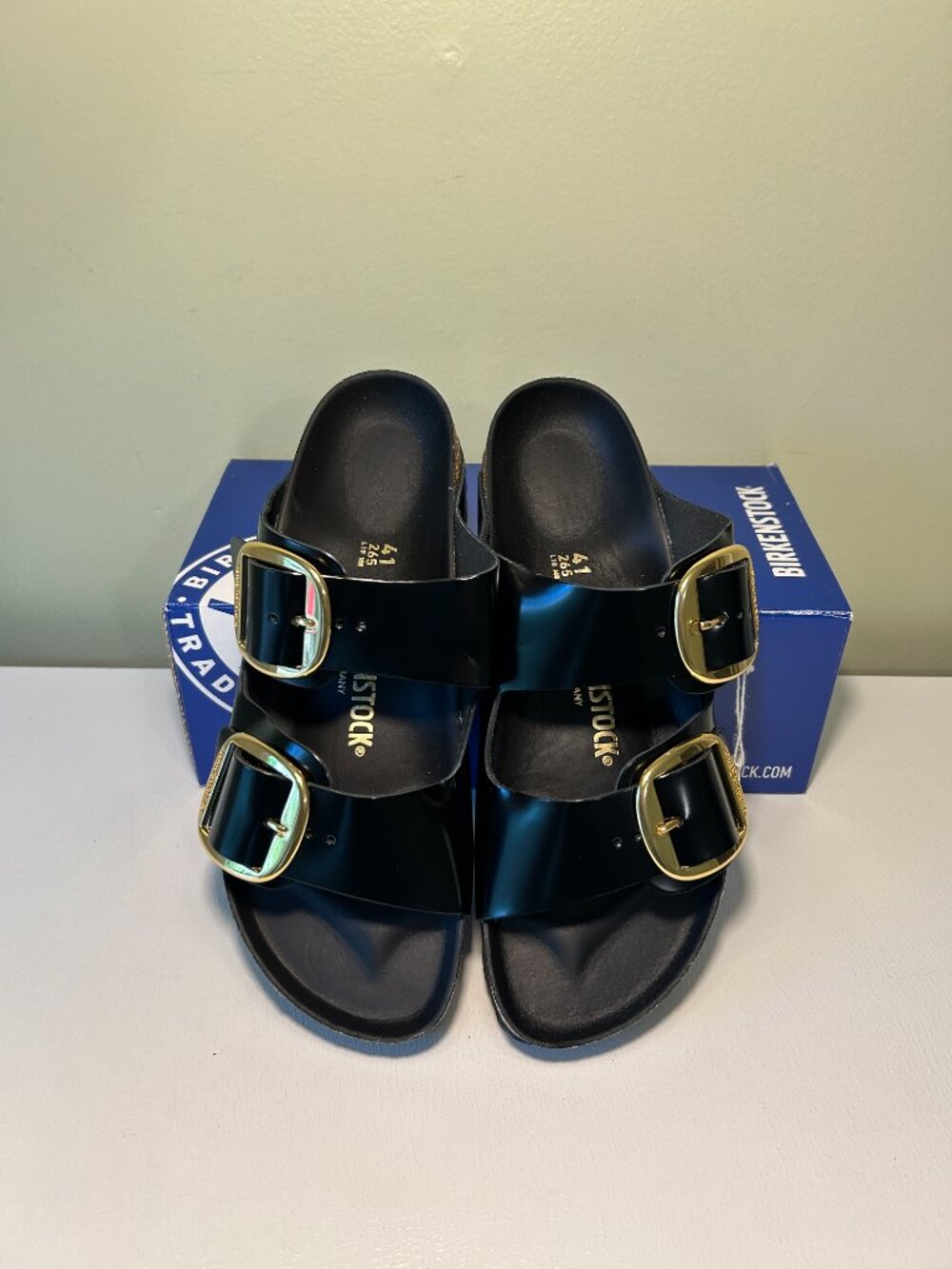 Birkenstock Women's Arizona Big Buckle Natural Leather Patent Sandals